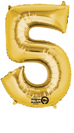 Fóliový balónek " 5 " - zlatý