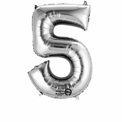 Fóliový balónek " 5 " stříbrný