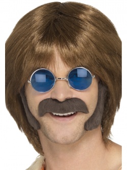 Hnědý retro knír a kotlety